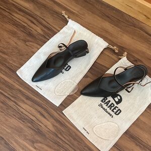 Bared Footwear Black Flats with Straps